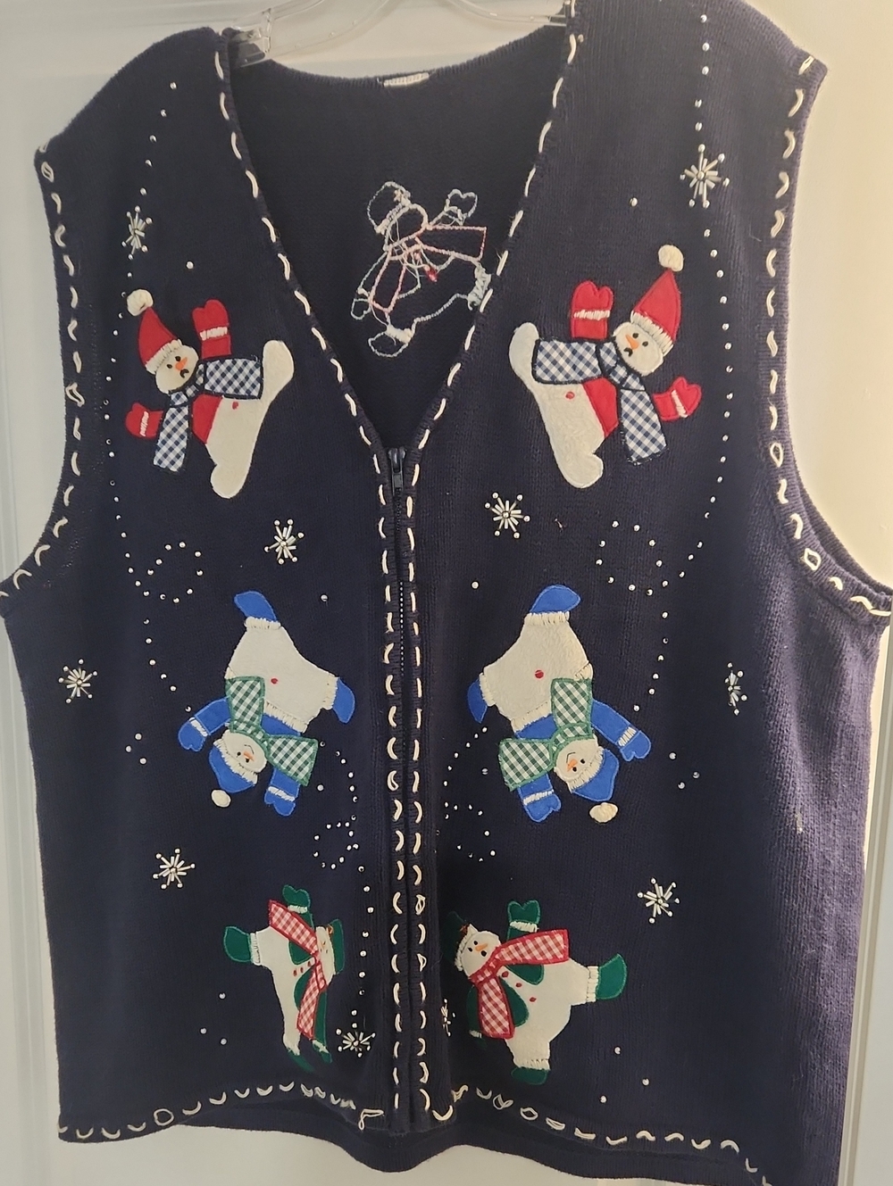 Vuntage Bobbie Brooks Holiday Snowman Appliqué Vest